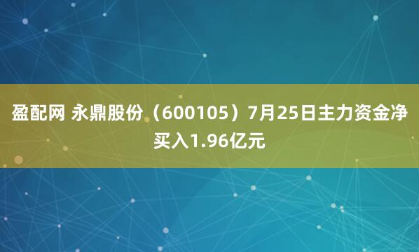 盈配网 永鼎股份（600105）7月25日主力资金净买入1.96亿元